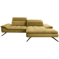 Ecksofa inkl. Funktionen Currygelb Chenille  - Currygelb/Schwarz, Design, Textil/Metall (288/179-202cm) - Stylife