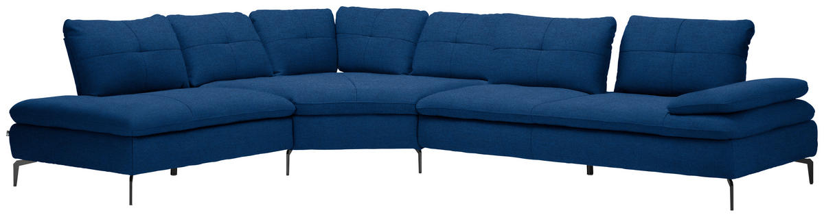 ECKSOFA in Flachgewebe Blau  - Blau/Schwarz, Design, Textil/Metall (271/344cm) - Chilliano