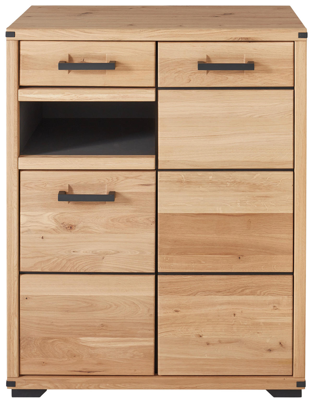 BOTNÍK, barvy grafitu, dub artisan, divoký dub, 85,1/107/40,5 cm - barvy grafitu/dub artisan, Natur, kov/dřevo (85,1/107/40,5cm) - Linea Natura