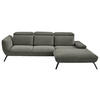 ECKSOFA in Cord Graubraun  - Graubraun/Schwarz, Design, Textil/Metall (301/196cm) - Moderano