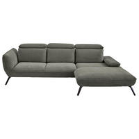 ECKSOFA in Cord Graubraun  301/196 cm  - Graubraun/Schwarz, Design, Textil/Metall (301/196cm) - Moderano