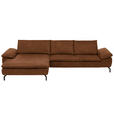 ECKSOFA in Mikrofaser Cognac  - Cognac/Schwarz, Design, Textil/Metall (181/341cm) - Dieter Knoll