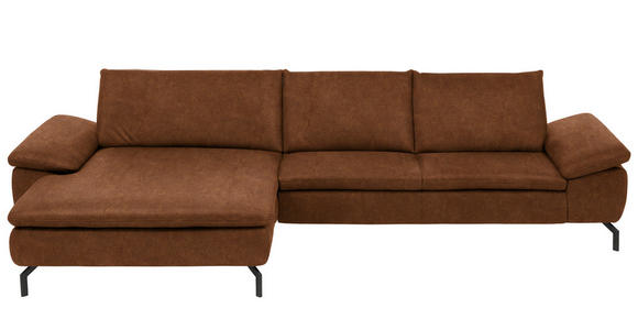 ECKSOFA in Mikrofaser Cognac  - Cognac/Schwarz, Design, Textil/Metall (181/341cm) - Dieter Knoll