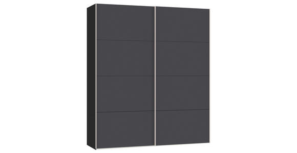 SCHWEBETÜRENSCHRANK  in Anthrazit, Schwarz  - Edelstahlfarben/Anthrazit, Design, Holzwerkstoff (203/236/65cm) - Carryhome