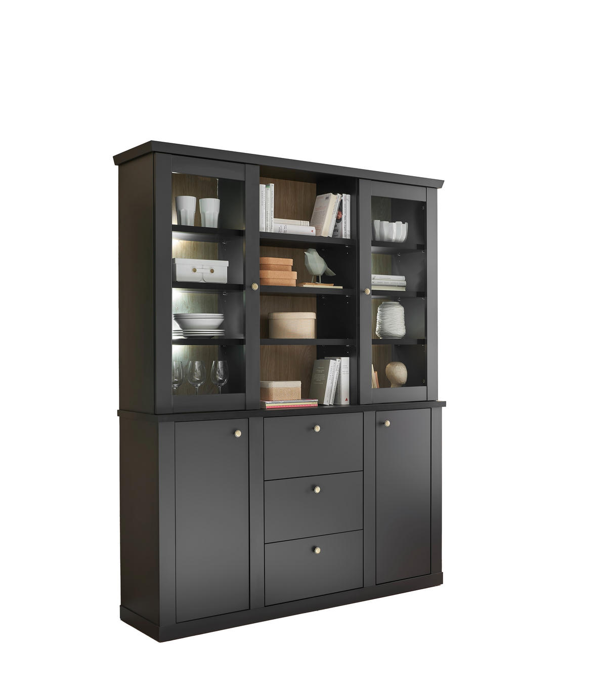 BUFFET 158/201/42 cm  in  - Eichefarben/Messingfarben, Design, Holzwerkstoff/Metall (158/201/42cm) - MID.YOU