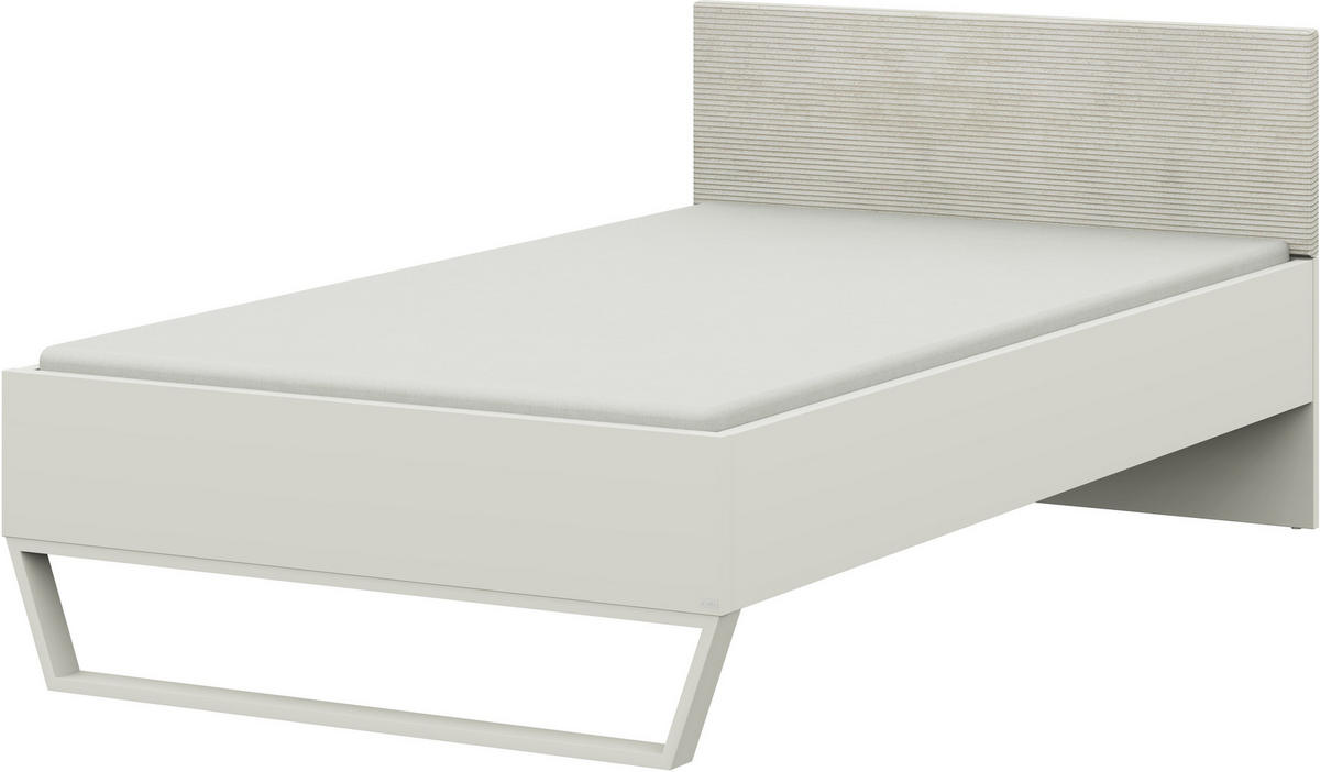 BETT 120/200 cm  in Weiss, Sandfarben   - Sandfarben/Weiss, Design, Holzwerkstoff/Textil (120/200cm) - Cantus