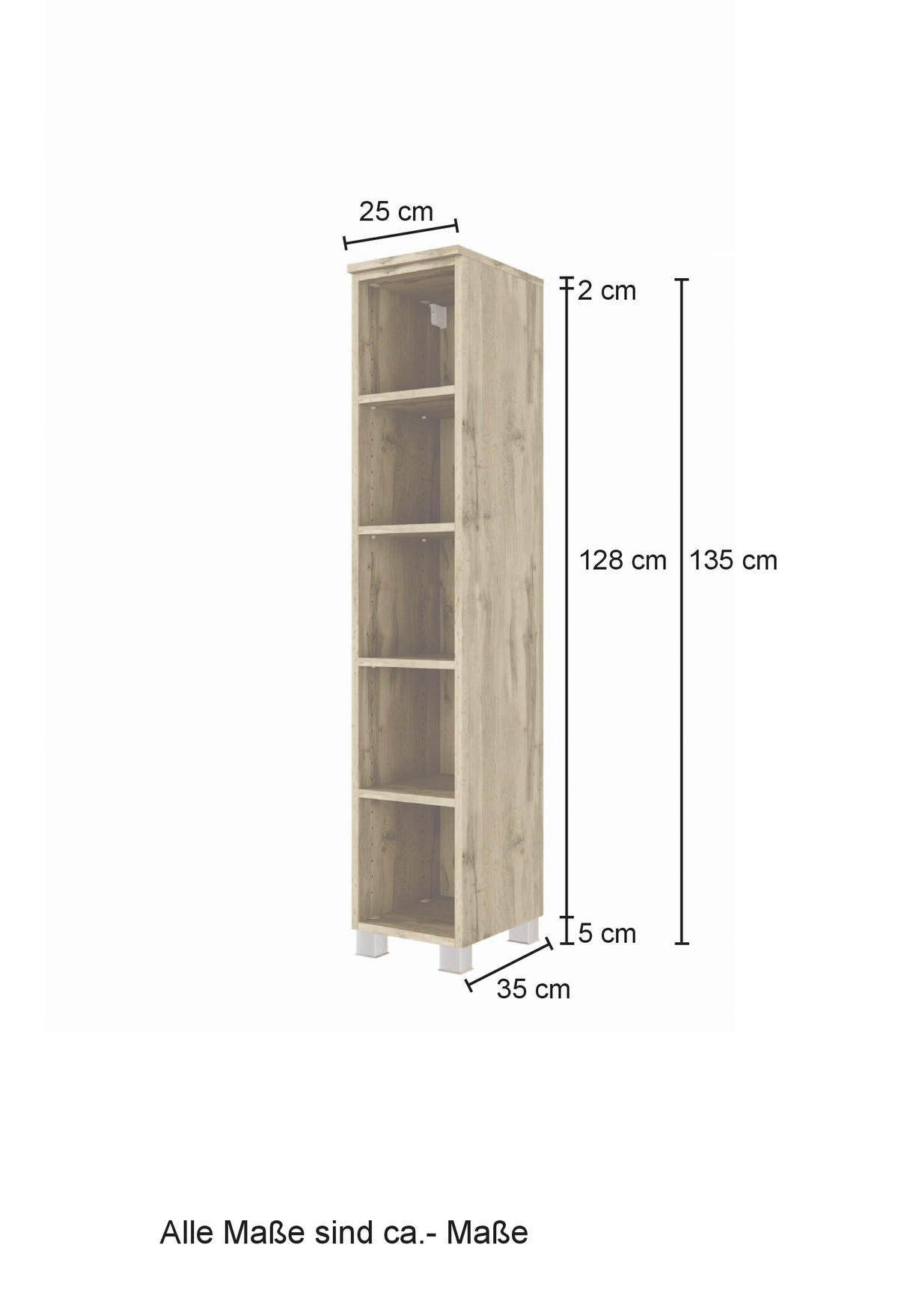 BADEZIMMERREGAL  - Eichefarben/Silberfarben, KONVENTIONELL, Holzwerkstoff/Kunststoff (25cm) - Held