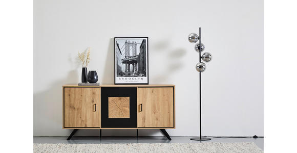 SIDEBOARD in 160/78/40 cm - Eichefarben/Schwarz, LIFESTYLE, Holzwerkstoff/Metall (160/78/40cm) - Xora