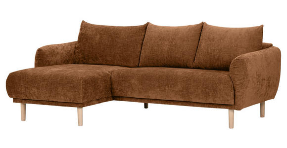 ECKSOFA Rostfarben Flachgewebe  - Rostfarben/Buchefarben, KONVENTIONELL, Holz/Textil (144/230cm) - Carryhome