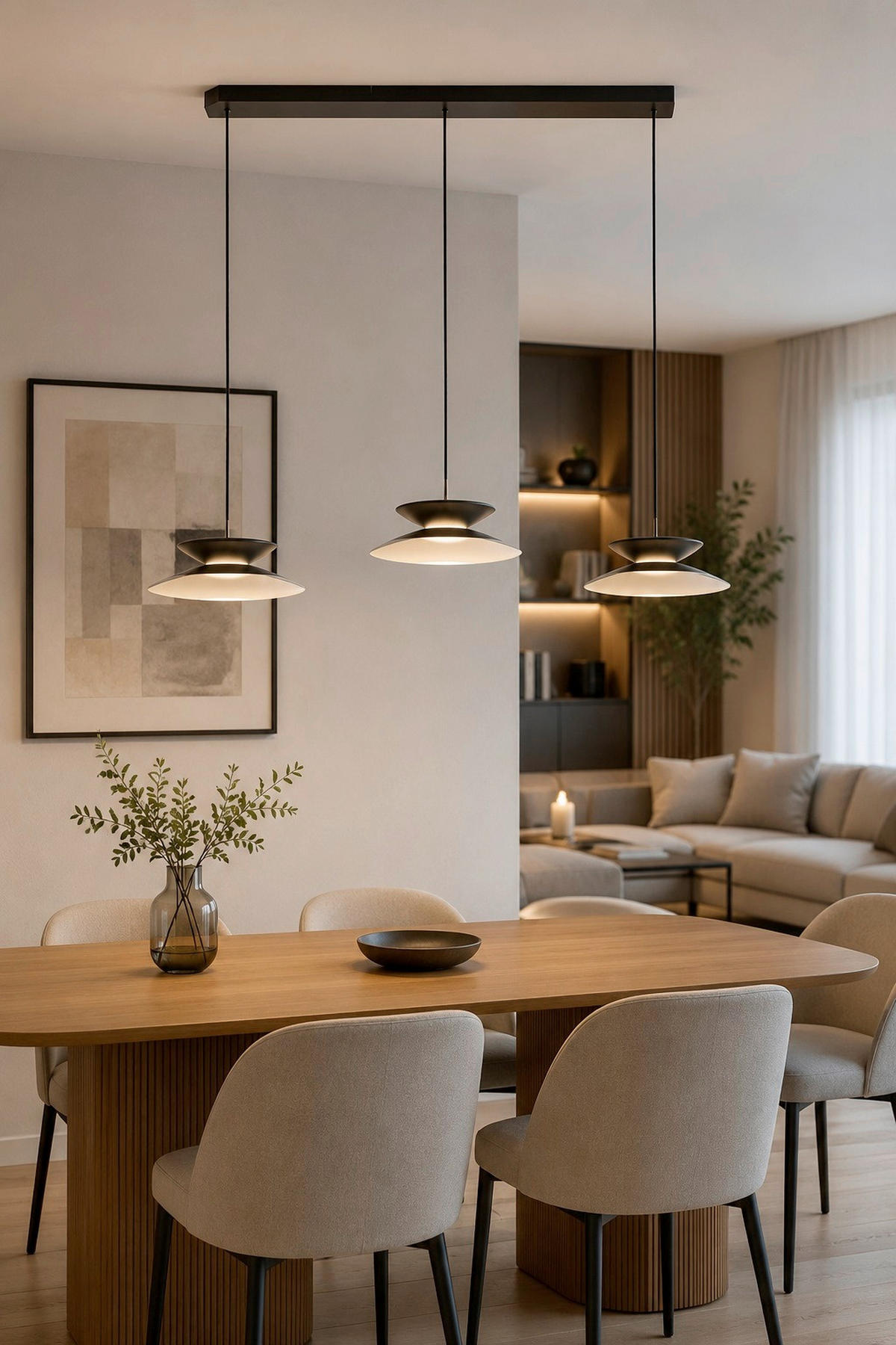 LED-HÄNGELEUCHTE Gubbio 94/150/22 cm  - Schwarzchrom, Design, Metall (94/150/22cm)