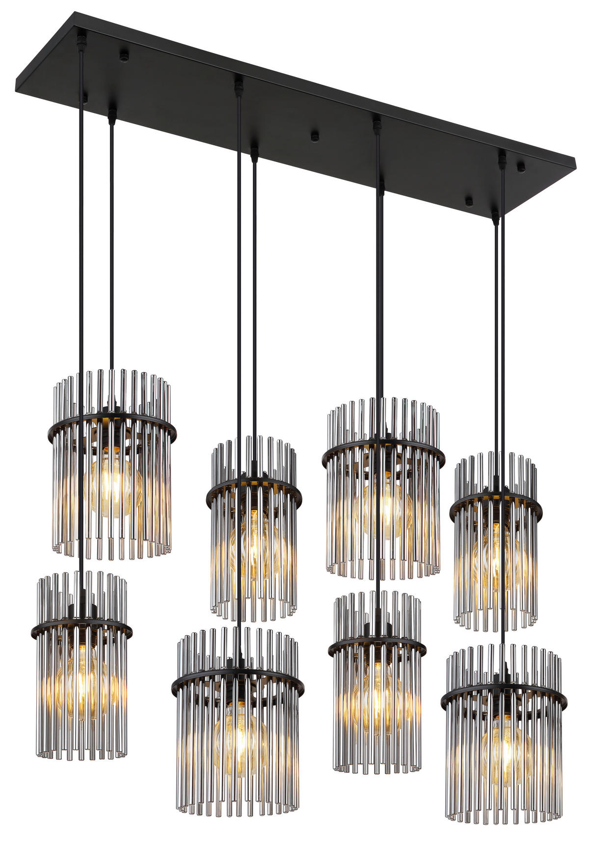 HÄNGELEUCHTE 110/38/125 cm    - Schwarz/Grau, Basics, Glas/Kunststoff (110/38/125cm) - Globo