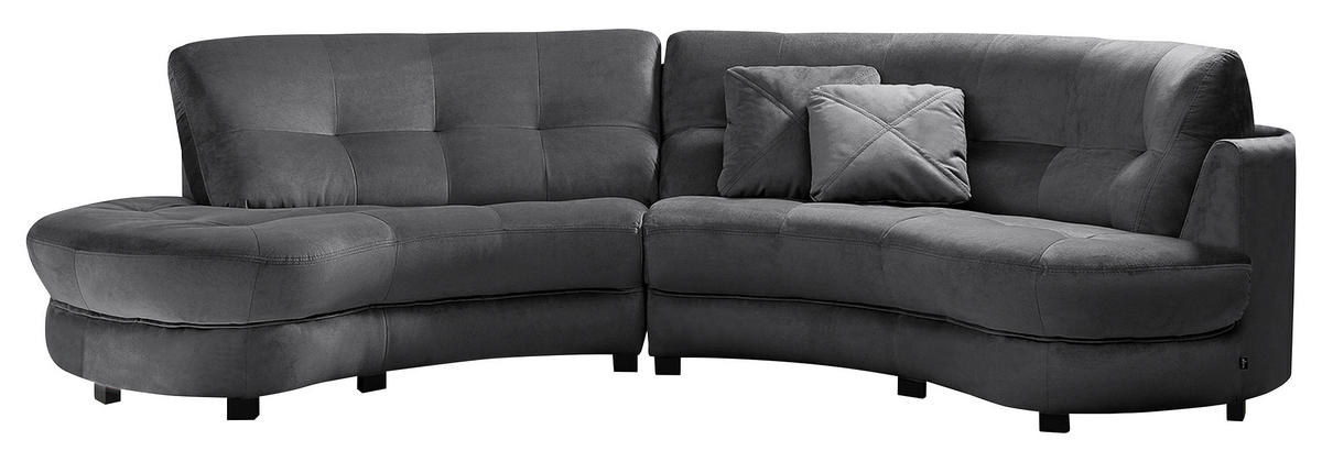 ECKSOFA BRETANIA in Samt Anthrazit  113/300 cm  - Anthrazit/Schwarz, Design, Kunststoff/Textil (113/300cm) - Livetastic