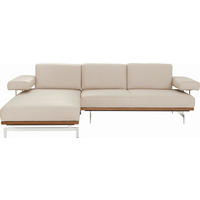 ECKSOFA  in Echtleder Creme  237/295 cm  - Creme/Alufarben, Design, Leder/Metall (237/295cm) - Joop!