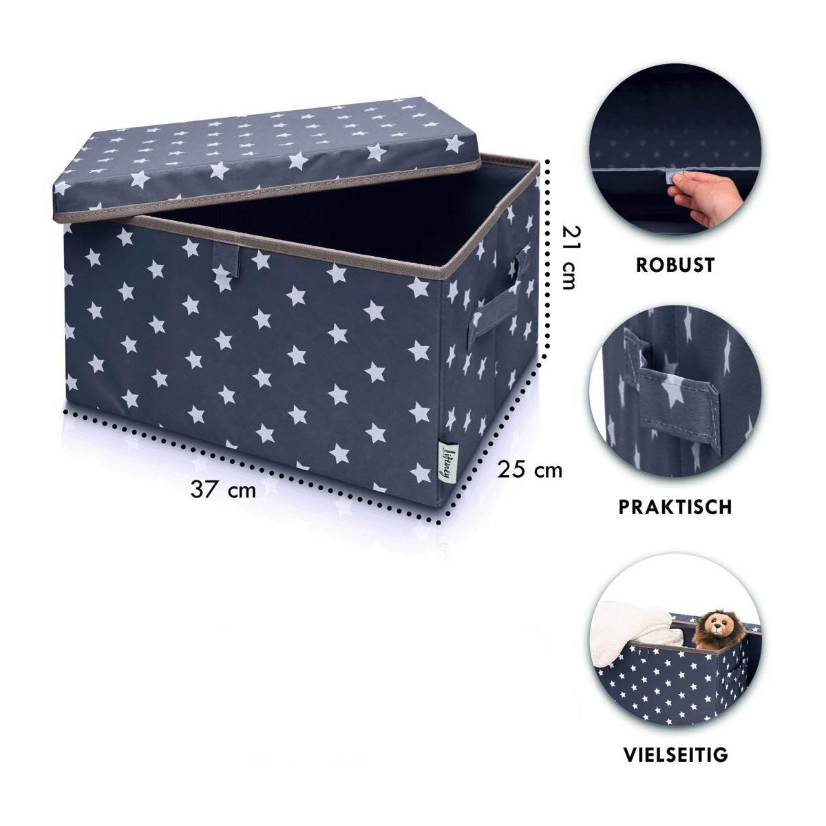 AUFBEWAHRUNGSBOXEN-SET  - Dunkelblau, Basics, Kunststoff (37/25/21cm) - Lifeney
