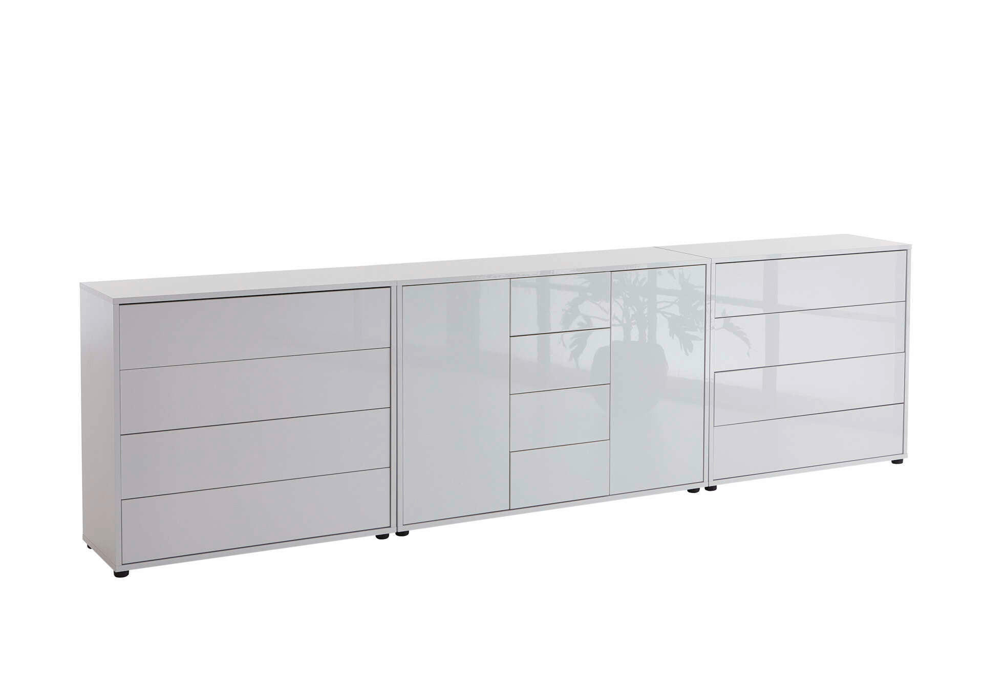 SIDEBOARD 263,5/73/33 cm  in Weiß, Weiß Hochglanz  - Weiß Hochglanz/Schwarz, MODERN, Holzwerkstoff/Kunststoff (263,5/73/33cm) - MID.YOU