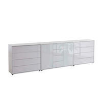 SIDEBOARD Mailand Set 12  in 263,5/73/33 cm  - Weiß Hochglanz/Schwarz, MODERN, Holzwerkstoff/Kunststoff (263,5/73/33cm) - MID.YOU