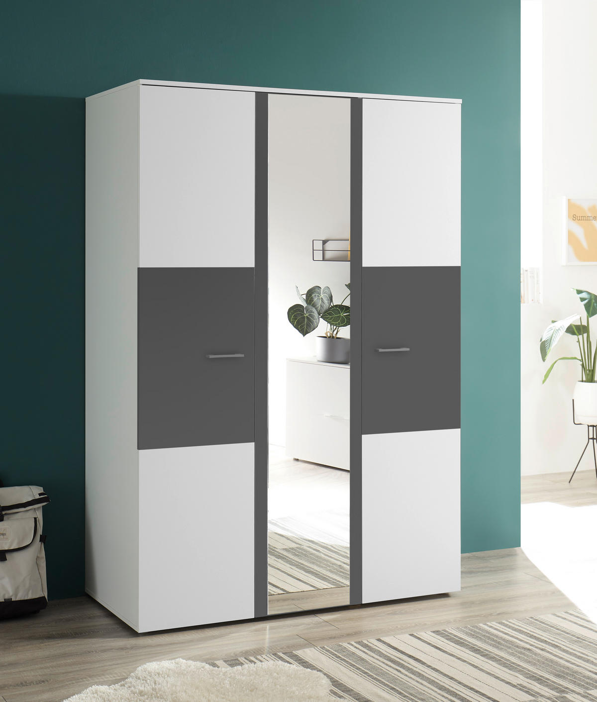 DETSKÁ ŠATNÍKOVÁ SKRIŇA  - biela/grafitová, Modern, kompozitné drevo/plast (135/195/60cm) - Carryhome