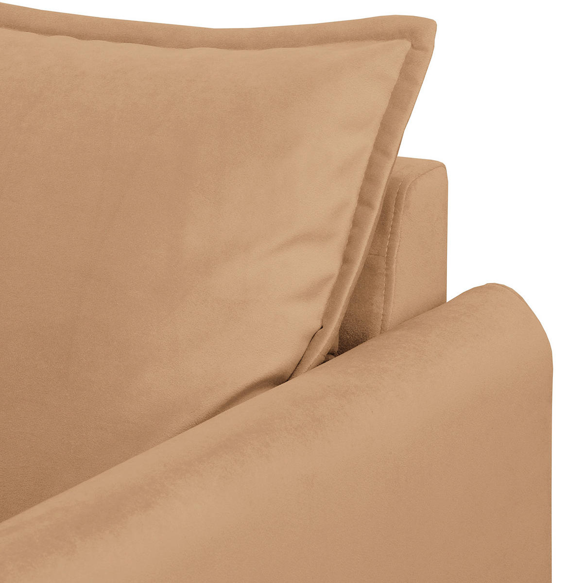 3-SITZER-SOFA JULI Samt Hellbraun  - Hellbraun/Schwarz, Design, Holz/Textil (203/86/100cm) - P & B