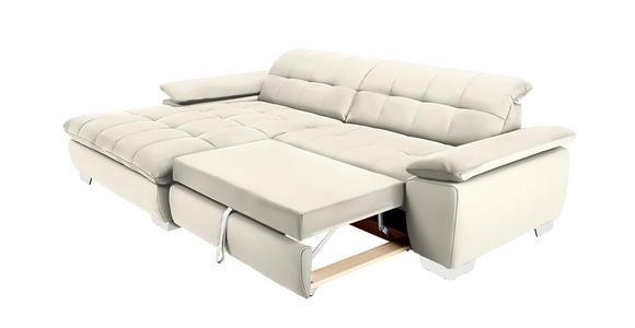 ECKSOFA in Mikrofaser Weiß  - Chromfarben/Weiß, Design, Textil/Metall (180/265cm) - Carryhome