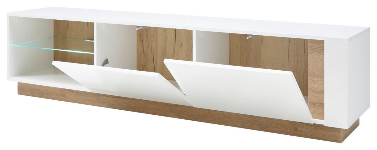 LOWBOARD  in 188/46/40 cm  - Eichefarben/Weiß, Design, Glas/Holzwerkstoff (188/46/40cm) - MID.YOU