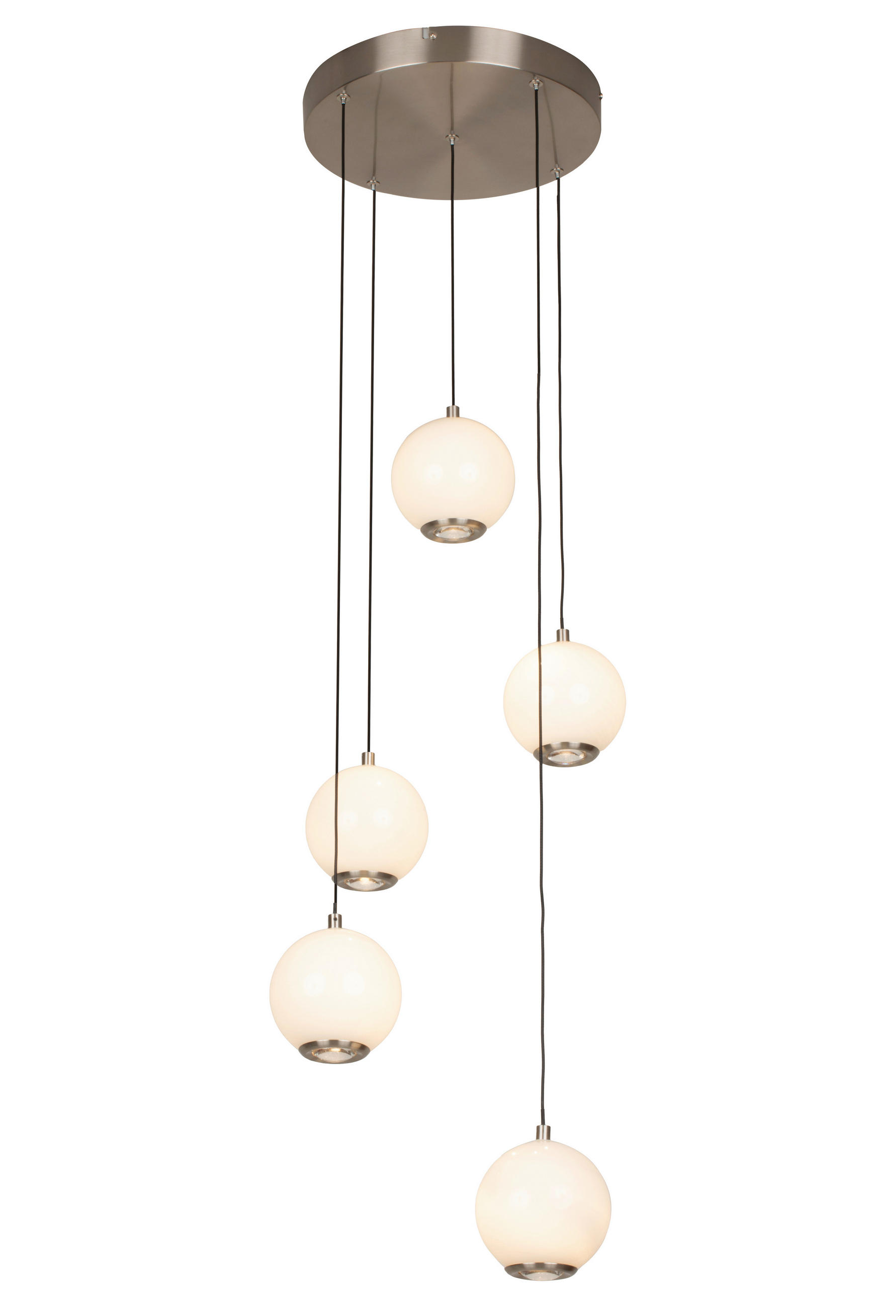 LED-HÄNGELEUCHTE Sabik 39/150 cm   - Weiß/Nickelfarben, Design, Glas/Metall (39/150cm) - Novel