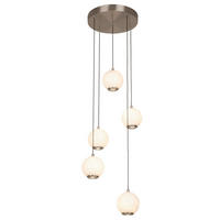 LED-HÄNGELEUCHTE Sabik 39/150 cm   - Weiß/Nickelfarben, Design, Glas/Metall (39/150cm) - Novel