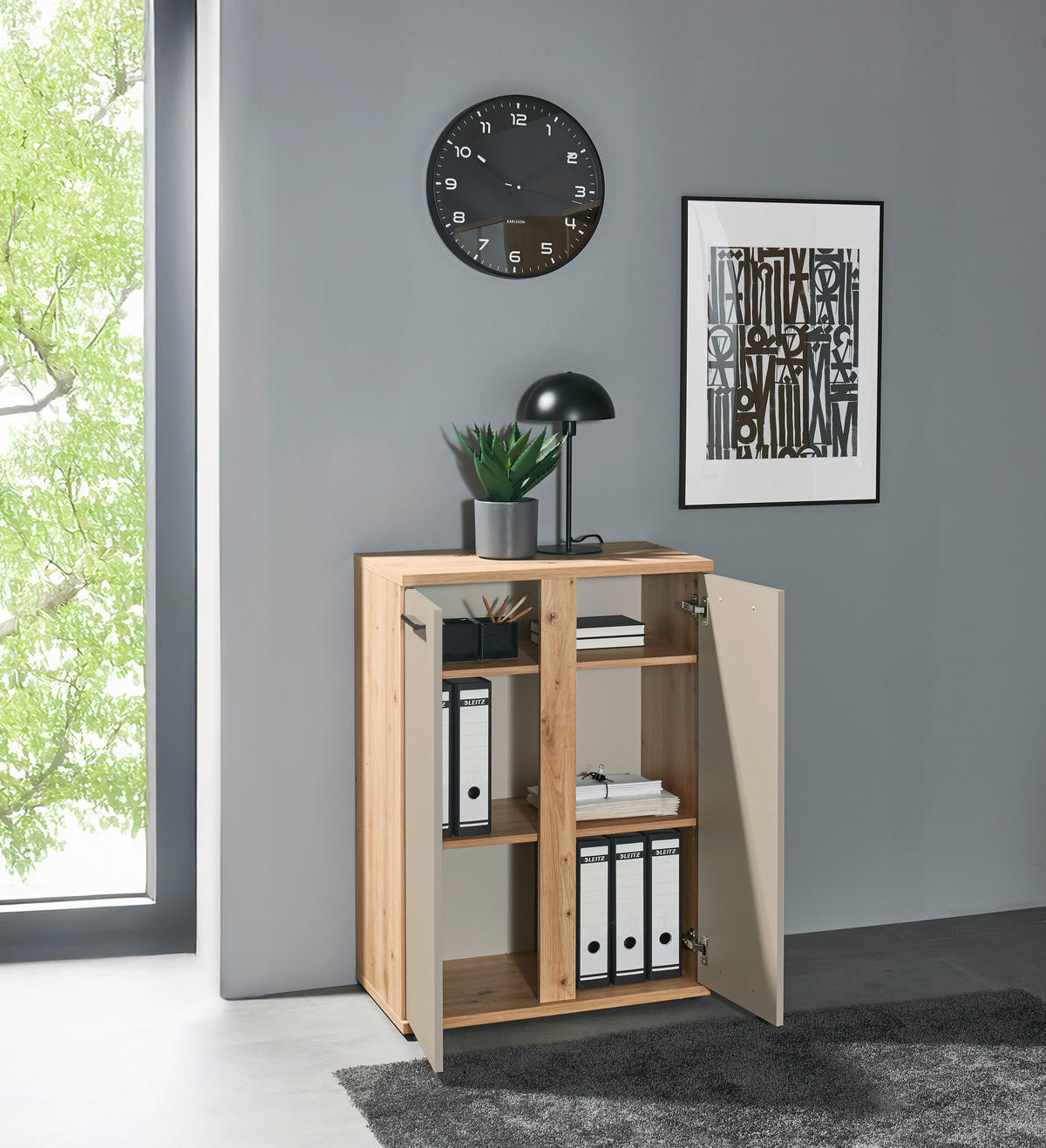 AKTENSCHRANK Kaschmir, Eiche Artisan  - Kaschmir/Eiche Artisan, MODERN, Holzwerkstoff (68/95/38cm) - MID.YOU