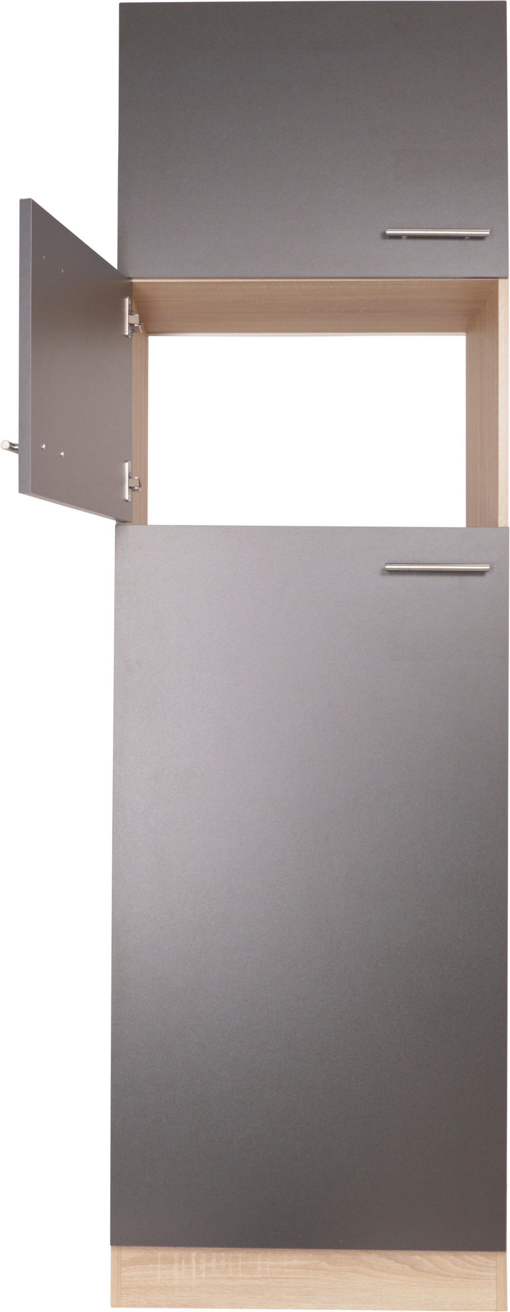GERÄTEUMBAUSCHRANK 60/200/60 cm  in Grau, Eichefarben  - Eichefarben/Silberfarben, Basics, Holzwerkstoff/Metall (60/200/60cm) - Respekta