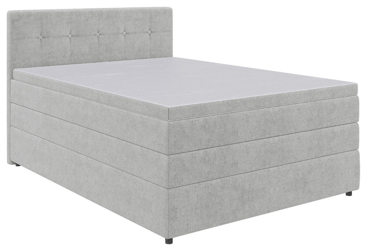 BOXSPRINGBETT 140/200 cm  in Hellgrau  - Hellgrau/Schwarz, Konventionell, Kunststoff/Textil (140/200cm) - Carryhome