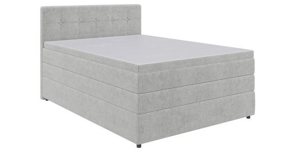 BOXSPRINGBETT 140/200 cm in Hellgrau - Hellgrau/Schwarz, KONVENTIONELL, Kunststoff/Textil (140/200cm) - Carryhome