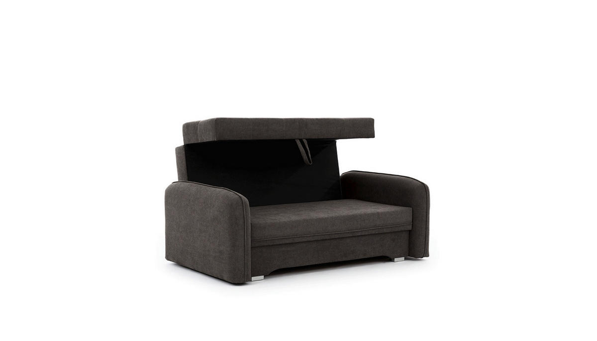 SCHLAFSOFA in Chenille Dunkelgrau  - Dunkelgrau/Silberfarben, Design, Kunststoff/Textil (155/105/75cm) - MID.YOU