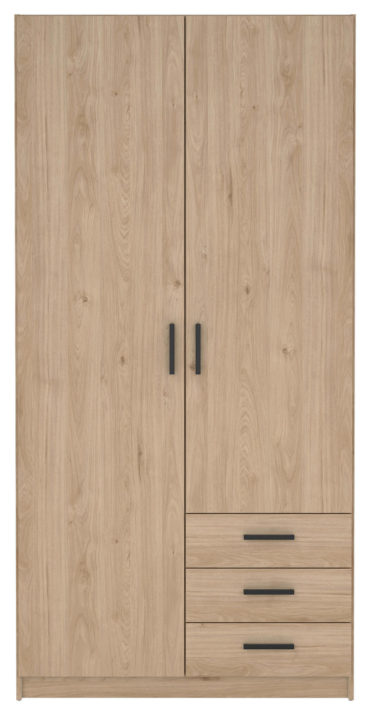 KLEIDERSCHRANK in Eichefarben  - Eichefarben/Schwarz, Basics, Holzwerkstoff/Metall (98,5/200,4/49,8cm) - MID.YOU