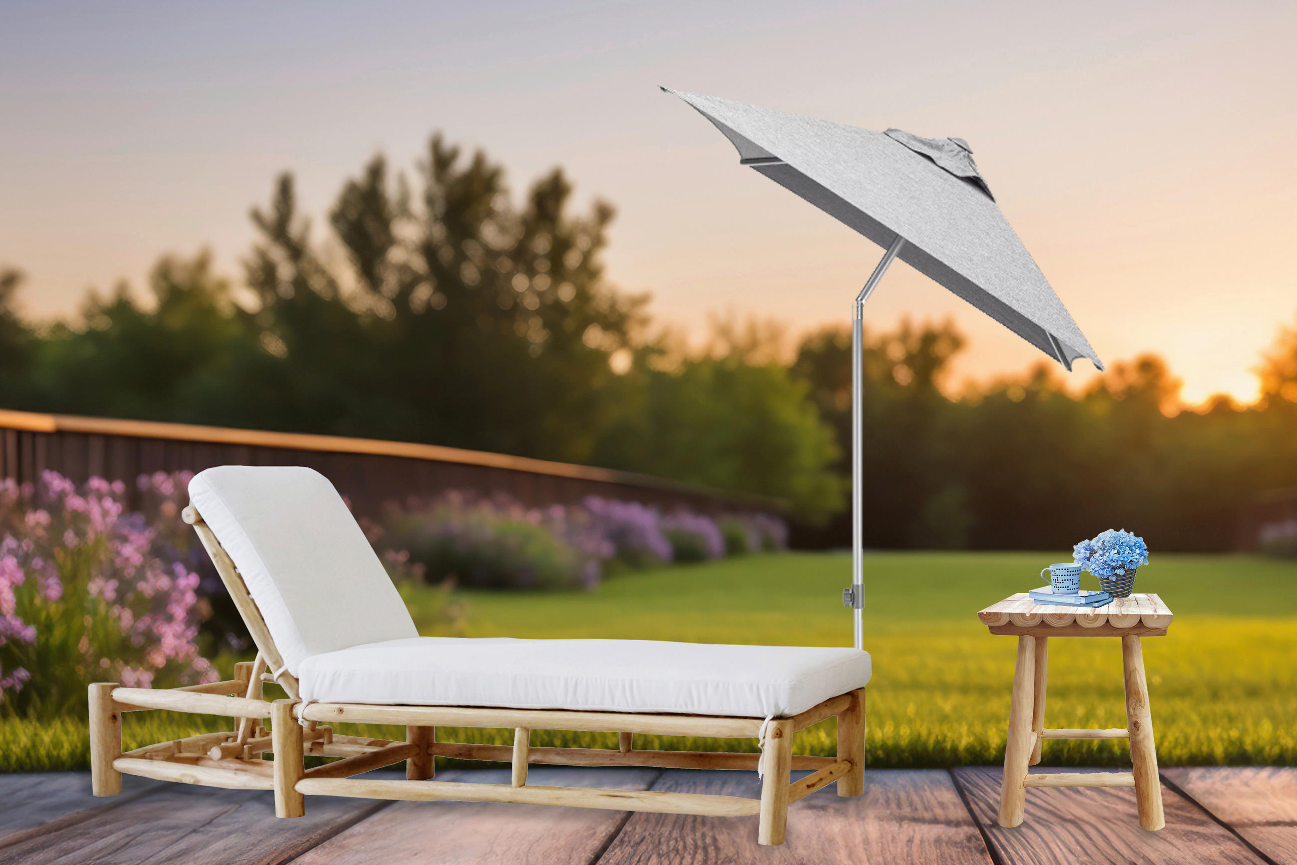 Gardenson Gartenliege Natur 200x44x80 cm