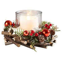 TEELICHTGLAS  - Multicolor, LIFESTYLE, Glas/Holz (20/20/11cm) - X-Mas