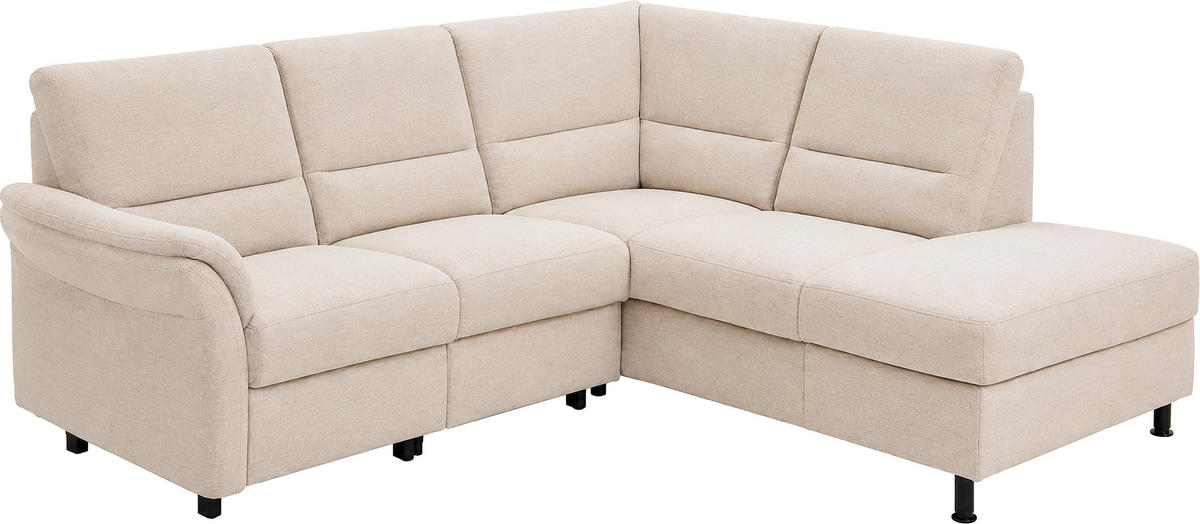ECKSOFA Creme Chenille Rücken echt  - Creme/Schwarz, Design, Textil/Metall (227/203cm) - Beldomo System