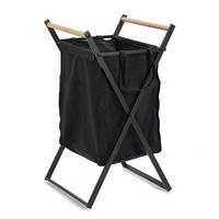 WÄSCHESAMMLER - Schwarz, Basics, Holz/Textil (36,5/40/67cm) - Zeller Present