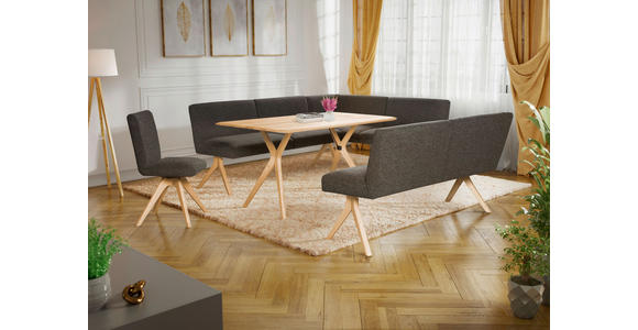 SITZBANK 160/85/69 cm Webstoff Dunkelgrau Eiche vollmassiv  - Eichefarben/Dunkelgrau, KONVENTIONELL, Holz/Textil (160/85/69cm) - Linea Natura
