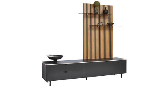 ANBAUWAND  in Anthrazit, Naturfarben, Eichefarben  216/198,3/46 cm  - Eichefarben/Anthrazit, Design, Glas/Holz (216/198,3/46cm) - Dieter Knoll