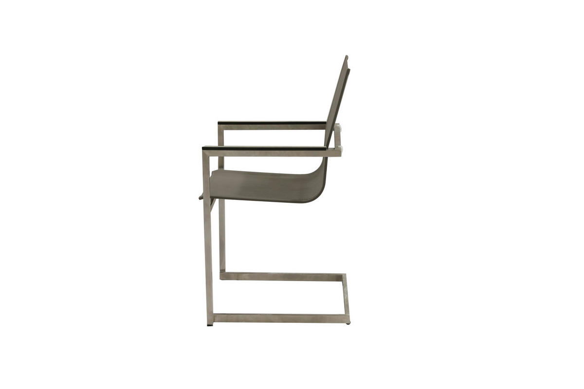 GARTENSTUHL-SET Edelstahl Grau, Silberfarben, Taupe  - Taupe/Silberfarben, Basics, Kunststoff/Metall (80/120/120cm) - Gardenson