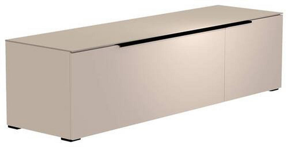 LOWBOARD Schwarz, Sandfarben  160/43/45 cm  - Sandfarben/Schwarz, Design, Glas/Holzwerkstoff (160/43/45cm) - Moderano