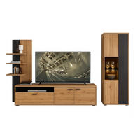 WOHNWAND 3-teilig  in Graphitfarben, Eiche Artisan  310/205/49 cm  - Graphitfarben/Schwarz, Design, Glas/Holzwerkstoff (310/205/49cm) - Livetastic