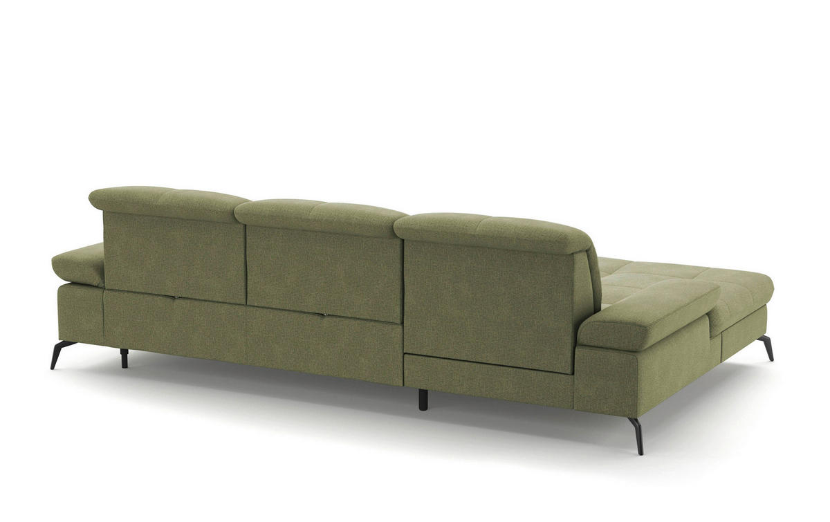 ECKSOFA in Flachgewebe Hellgrün  - Schwarz/Hellgrün, Konventionell, Textil/Metall (185/279cm) - Sit & More
