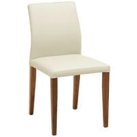 STUHL Echtleder Beige  - Beige/Walnussfarben, MODERN, Leder (47,5/87/57,5cm) - Livetastic