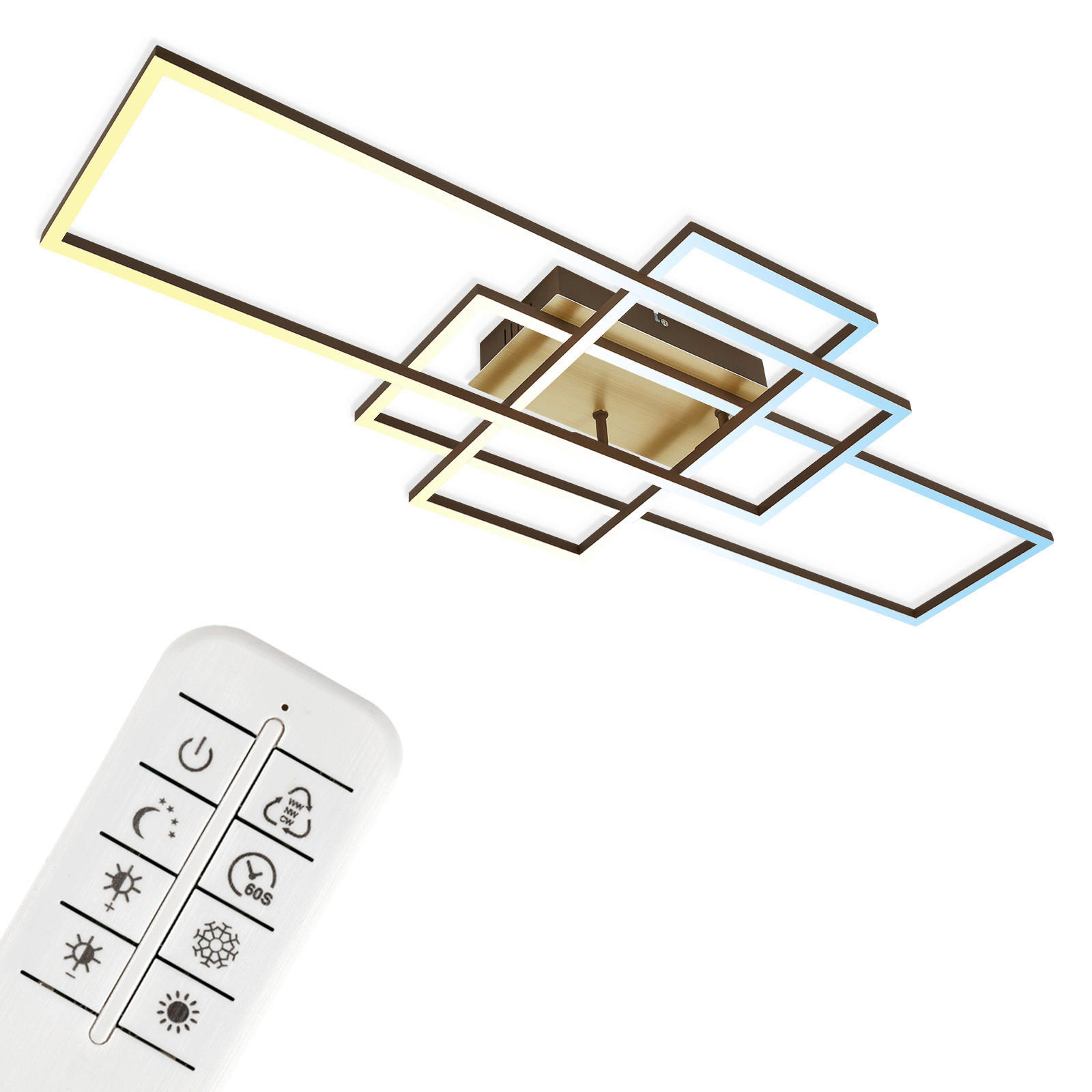 LED PLAFONJERA - boja aluminijuma/zlatna, Trendi, metal/plastika (104,00/42/10cm)