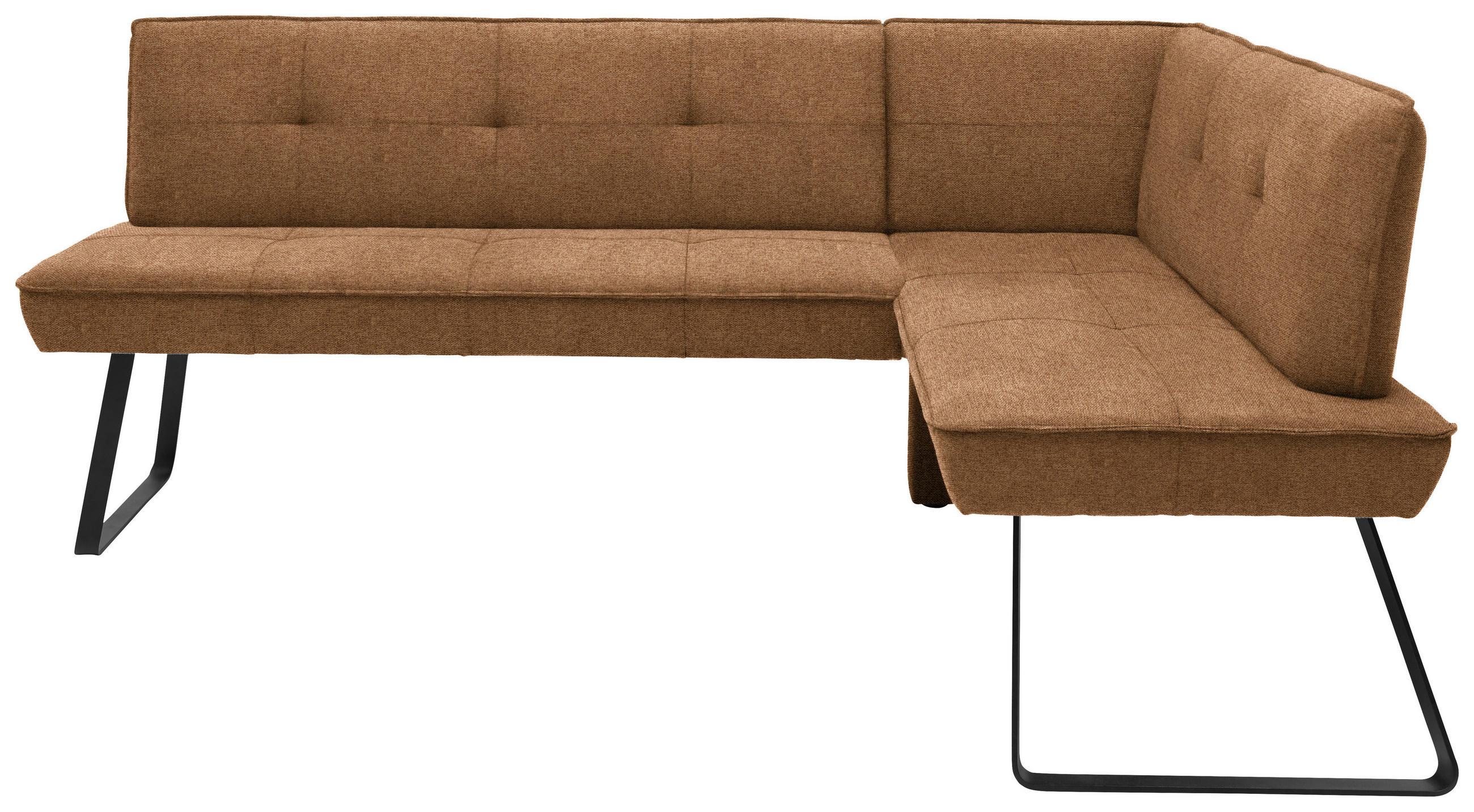 ECKBANK 204/157 cm Flachgewebe Schwarz, Cognac Metall   - Cognac/Schwarz, Design, Textil/Metall (204/157cm) - Dieter Knoll