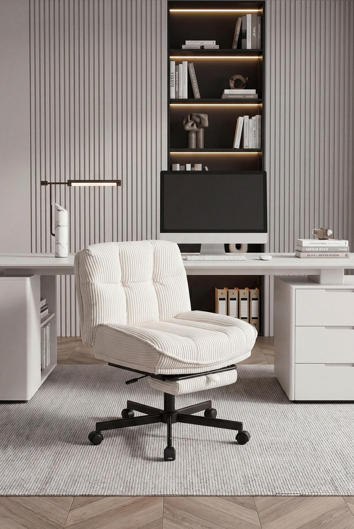 DREHSTUHL Cord Schwarz, Beige  - Beige/Schwarz, Design, Kunststoff/Textil (67/84,5/92,5/74cm) - Stylife