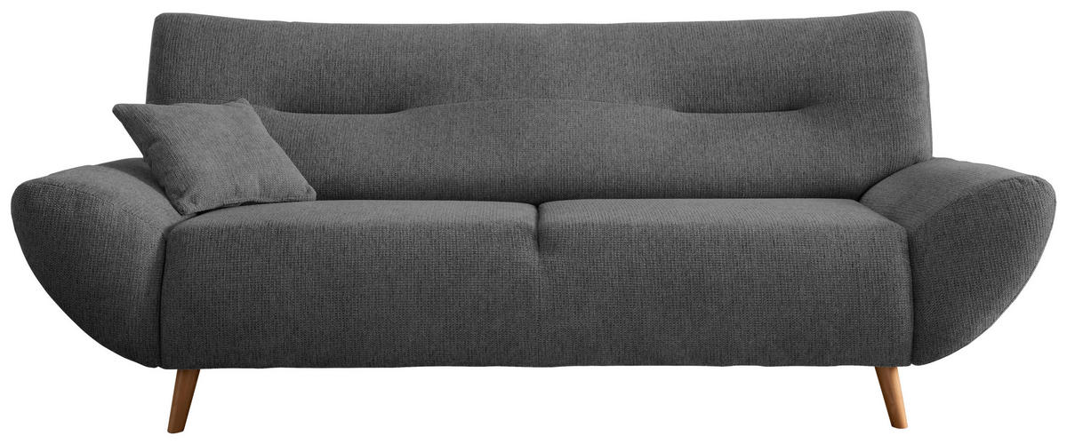 3-SITZER-SOFA in Chenille Anthrazit  - Wildeiche/Anthrazit, MODERN, Holz/Textil (205/81/90cm) - MID.YOU
