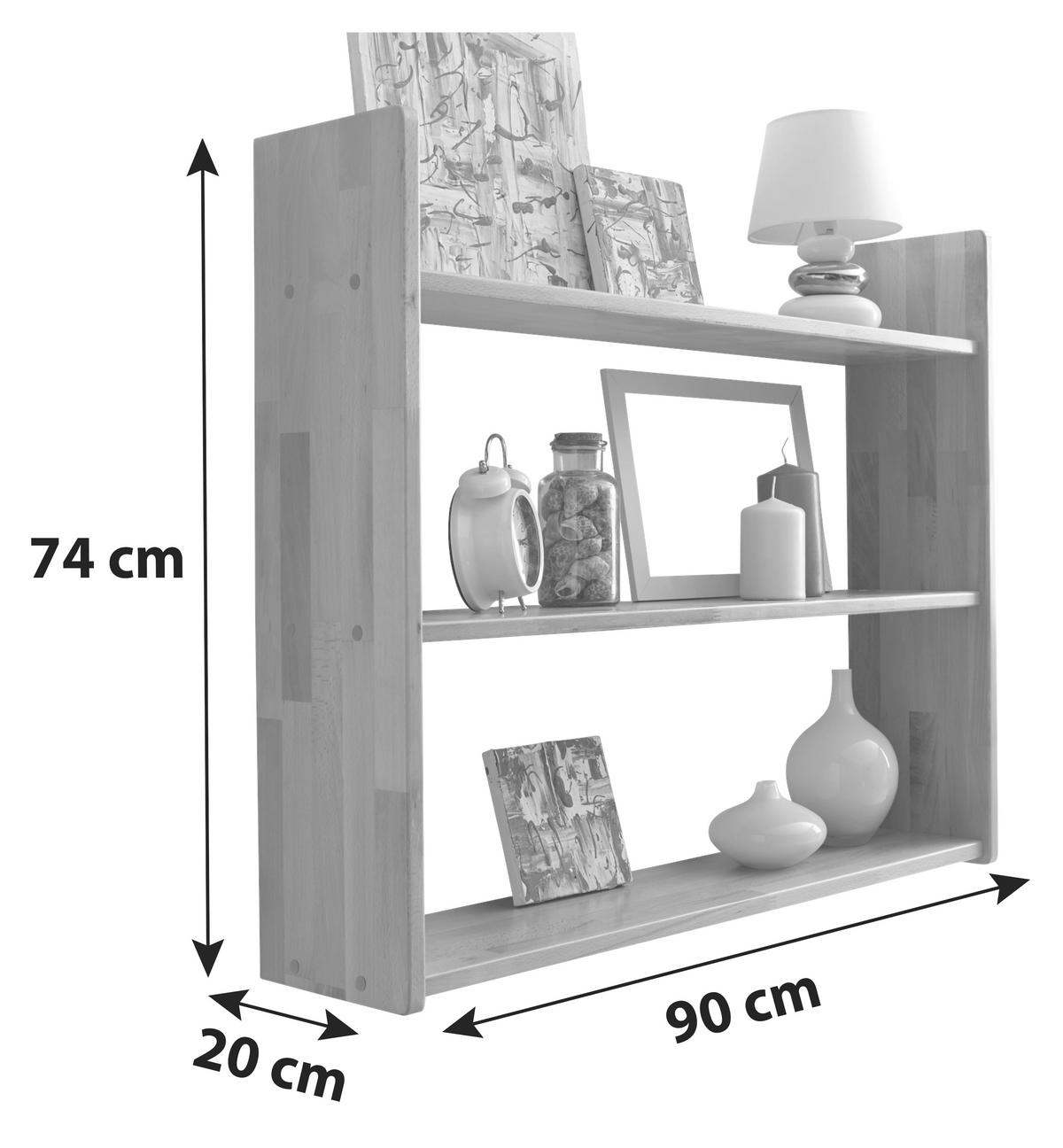 STENSKI REGAL 90/74/20 cm barve bukve  - barve bukve, Basics, les (90/74/20cm) - MID.YOU