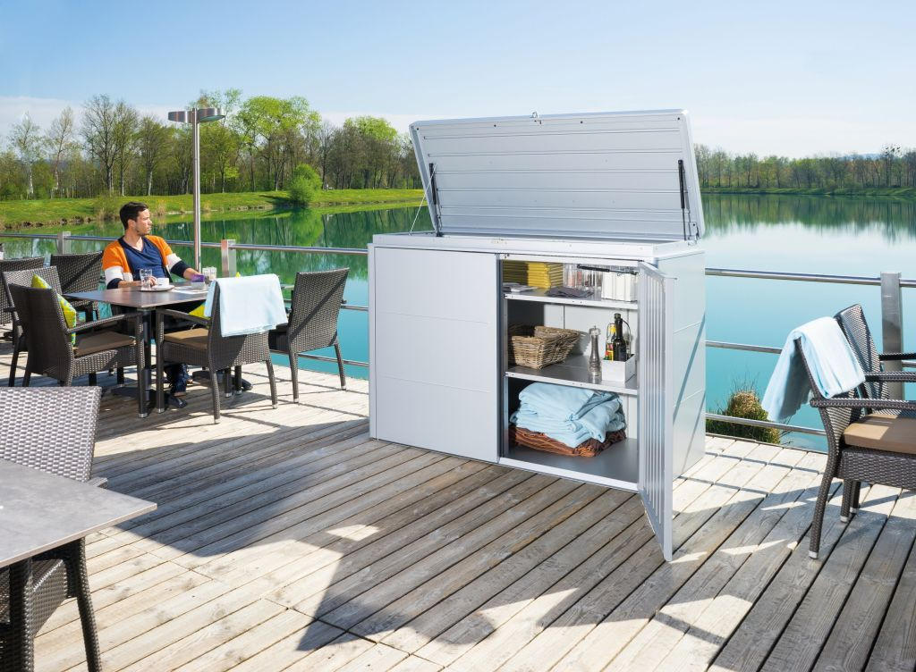 GARTENBOX 160/118/70 cm  - Grau, Design, Metall (160/118/70cm) - Biohort