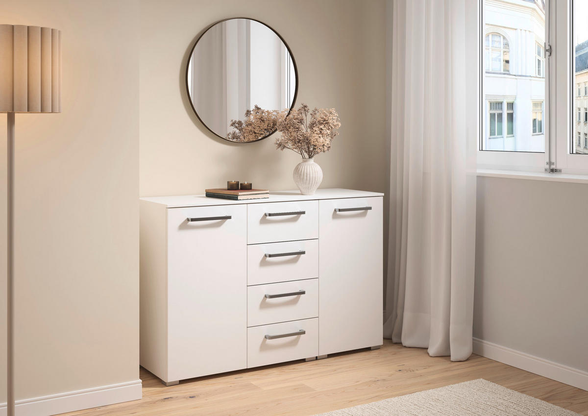 KOMMODE , 120/81/42 cm, 4 Schublade(n)  - Edelstahlfarben/Alufarben, Basics, Holzwerkstoff/Kunststoff (120/81/42cm) - Xora
